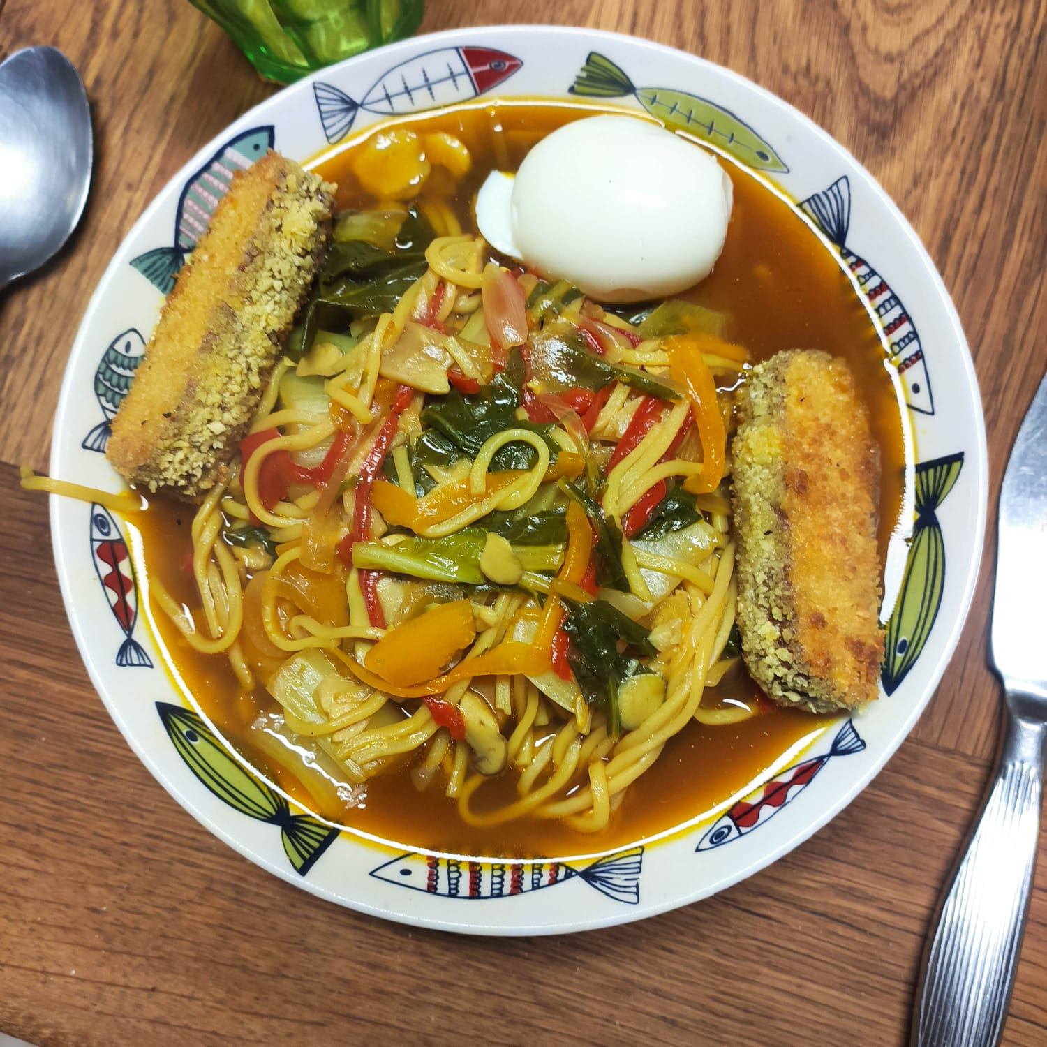 ramen aux légumes et tofu pané